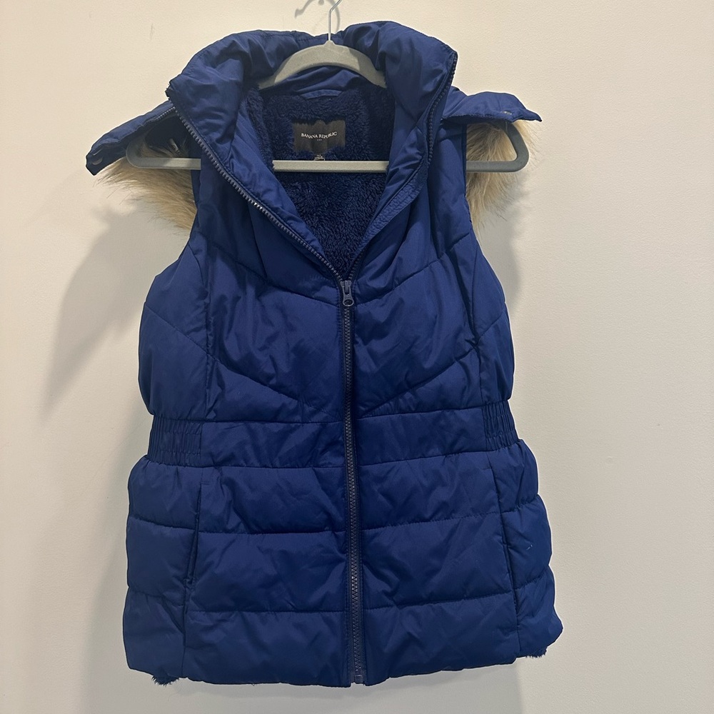 Banana Republic Factory Winter Vest with Faux Fur Hood